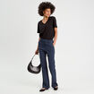 Pantalon bootcut à pont bleu marine femme
