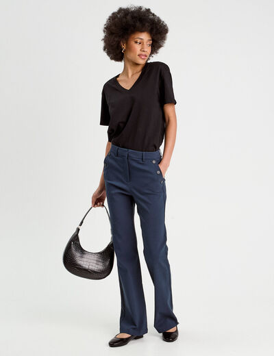 Pantalon bootcut à pont bleu marine femme