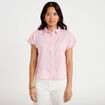 Chemise ample pliss&eacute;e manches courtes rose femme