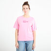 T-shirt col rond manches courtes rose corail femme