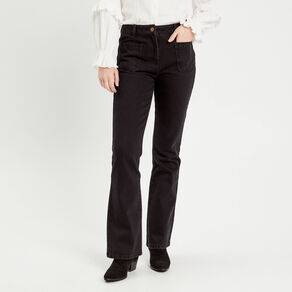 Jeans flare poches plaquées denim noir femme