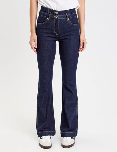 Jeans bootcut taille haute denim brut femme