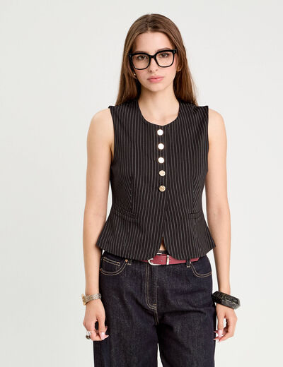 Veston sans manches noir femme