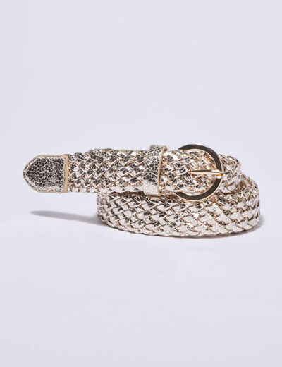 Ceinture tressée couleur or femme