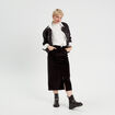 Jupe midi droite velours noir femme
