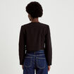 Blazer droit cropped col rond noir femme