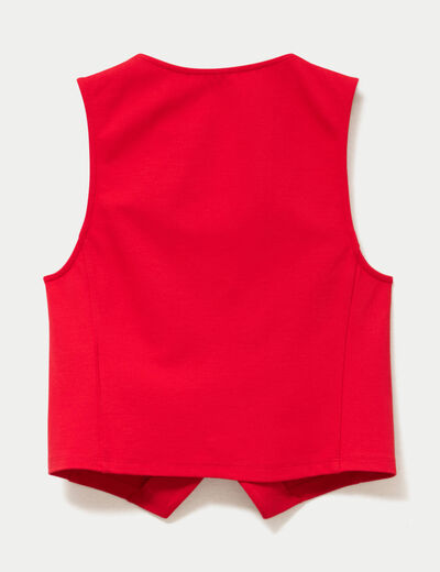 Gilet cintr&eacute; sans manches col v rouge femme