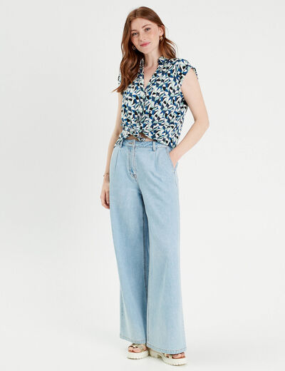 Blouse sans manches bleu femme