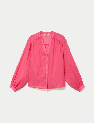Blouse oversize manches longues rose fushia femme