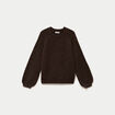 Pull ample col rond manches longues marron fonc&eacute; femme