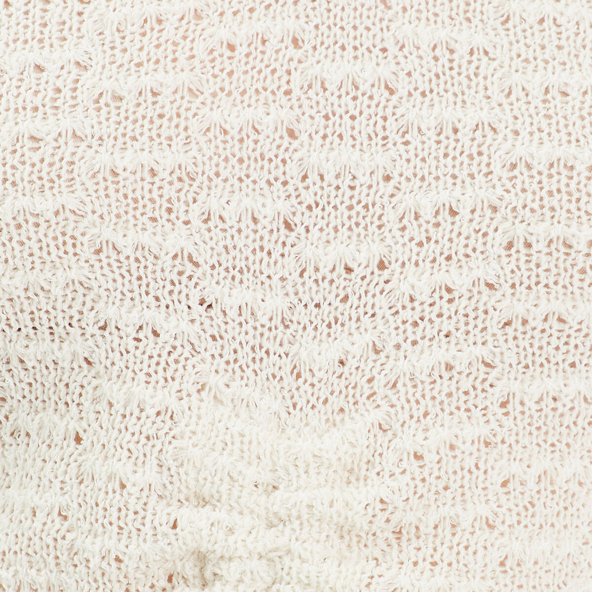 T-shirt manches courtes ajouré creme femme
