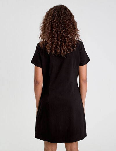 Robe droite boutonnée noir femme
