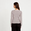 T-shirt ajust&eacute; col rond manches longues rose femme