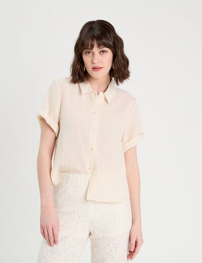 Chemise manches courtes ecru femme