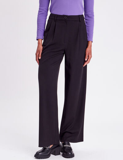 Pantalon city droit pinces noir femme