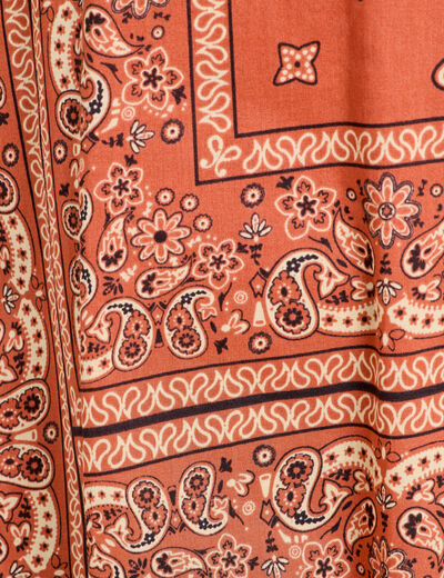 Robe évasée manches ballons terracotta femme