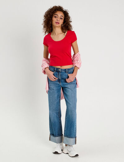 T-shirt manches courtes rouge femme
