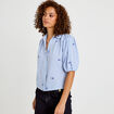 Chemise droite col classique manches 3/4 bleu clair femme