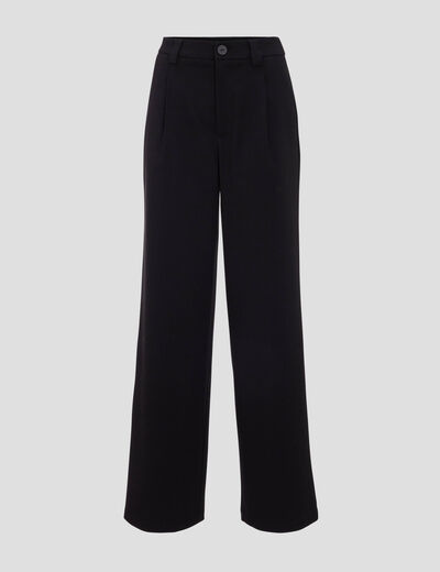 Pantalon droit large noir femme