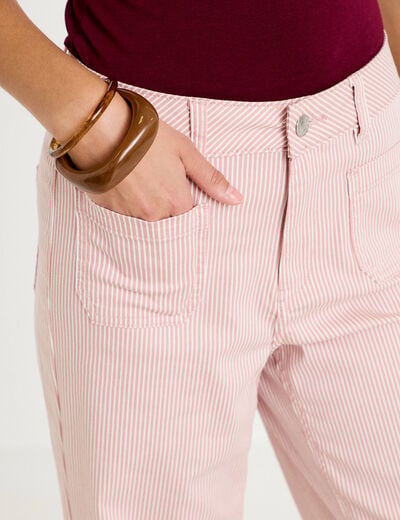 Jean flare cropped taille haute rose nude femme