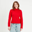Pull col montant rouge femme