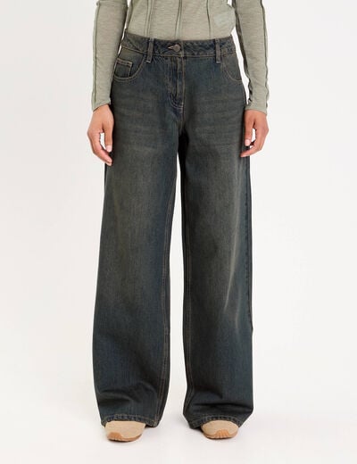 Jean wide leg taille standard bleu gris femme