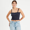 Débardeur smocké bleu marine femme