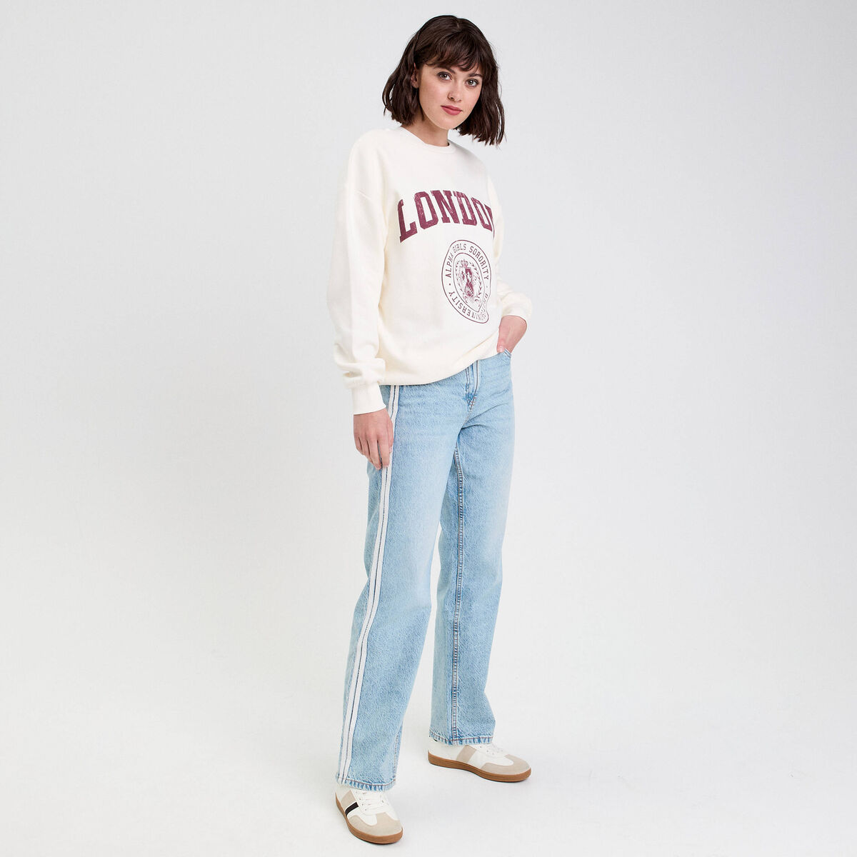Jean droit taille standard denim triple stone femme