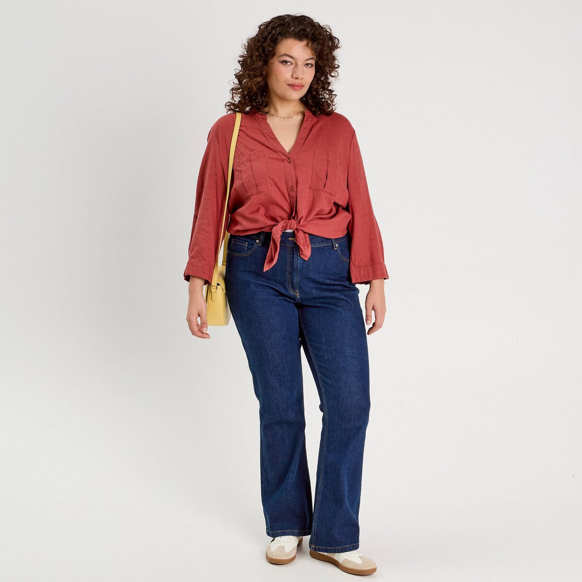 Chemise manches 3/4 contenant du lin vieux rose femme