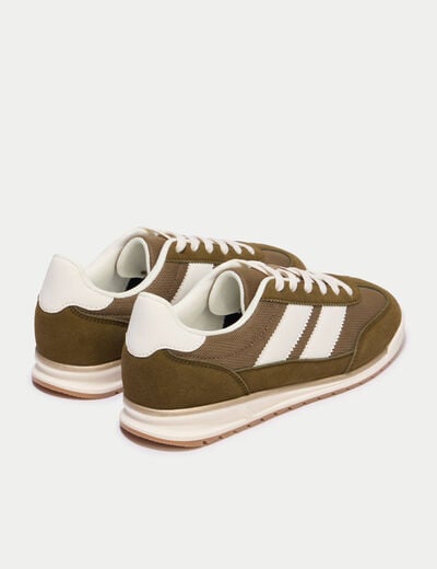 Basket aspect daim vert kaki femme