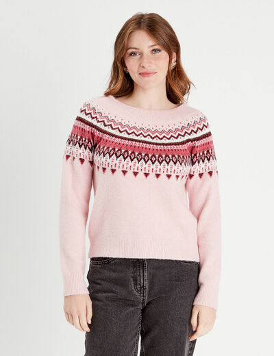 Pull manches longues rose pastel femme