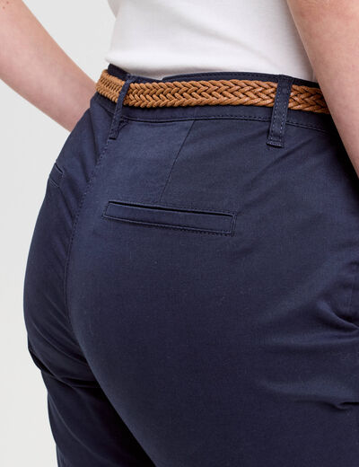 Pantalon chino 7/8ème bleu marine femme