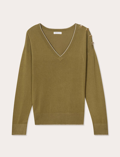 Pull manches longues vert foncé femme