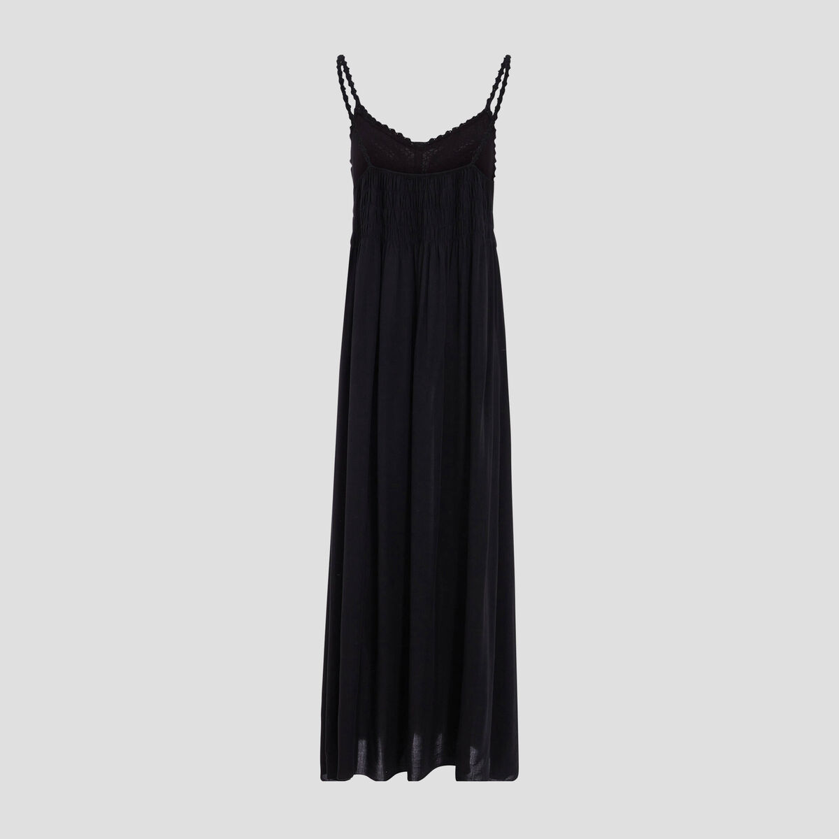 Robe longue évasée noir femme