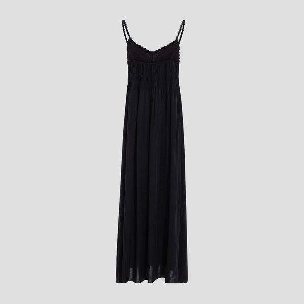 Robe longue évasée noir femme