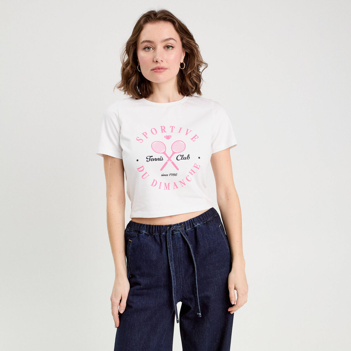 T-shirt cropped blanc femme
