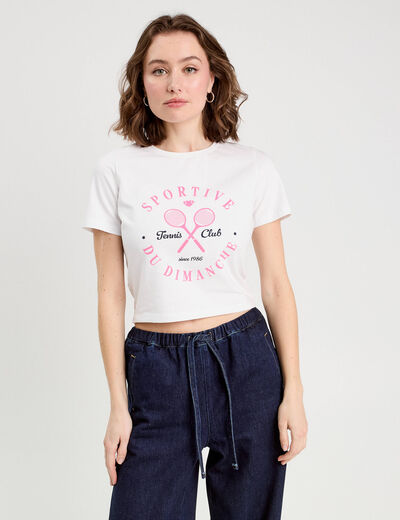 T-shirt cropped blanc femme