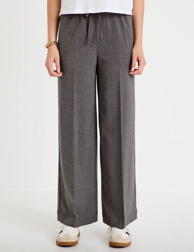 Pantalon large taille standard gris femme