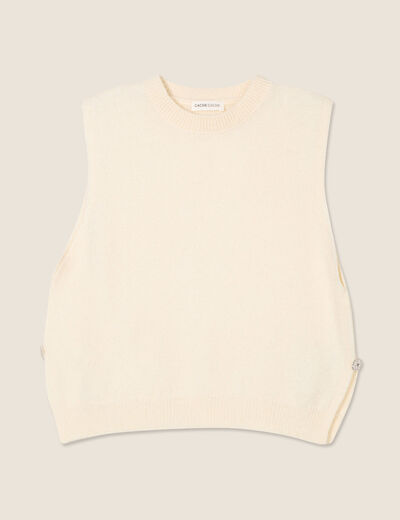 Pull sans manches ecru femme