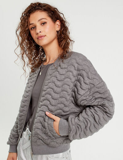 Veste matelassé zippé gris clair femme