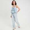 Débardeur effet boule et noeud bleu clair femme