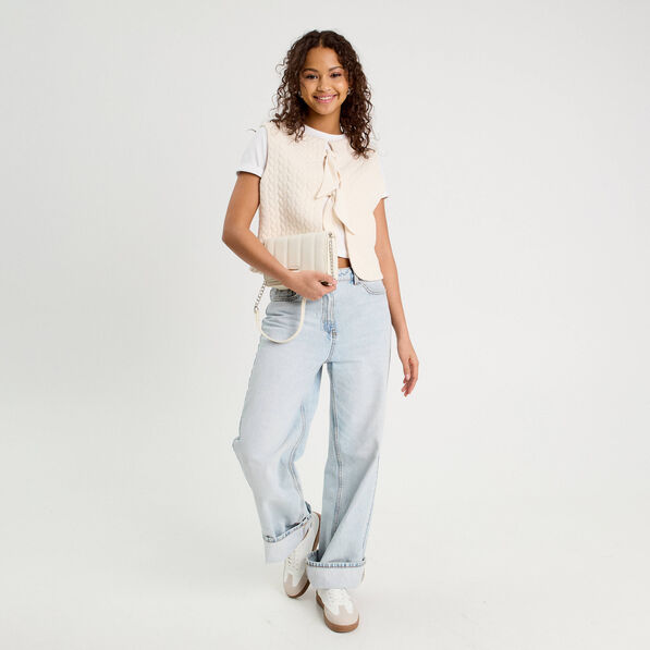 Veste matelassée nouée ecru femme