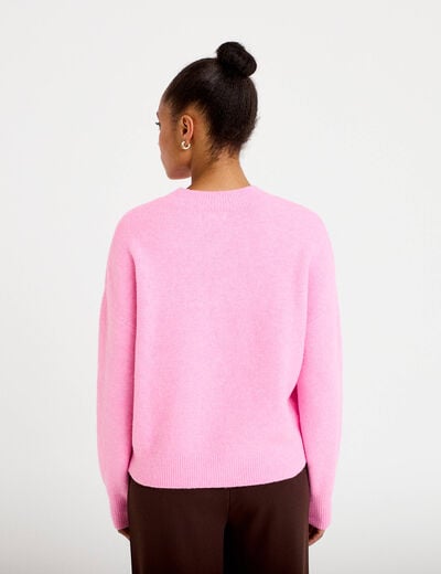 Pull col rond rose femme