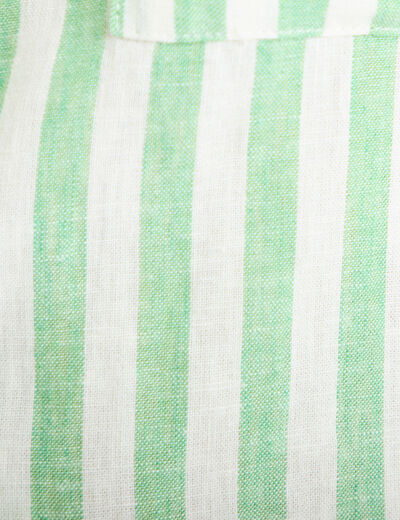 Chemise lin col V manches longues vert femme