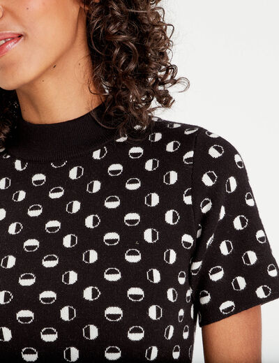Robe pull manches courtes noir femme
