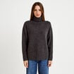 Pull col roul&eacute; manches longues gris femme