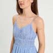 Robe midi évasée bretelles bleu clair femme