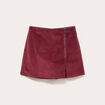 Jupe-short en velours bordeaux femme