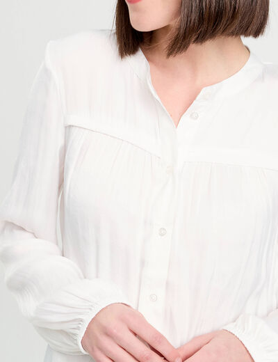 Blouse manches longues satin ecru femme