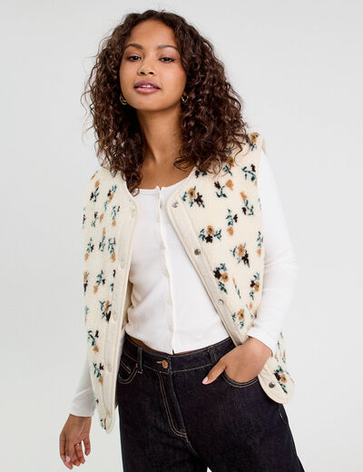 Gilet réversible sans manches ivoire femme